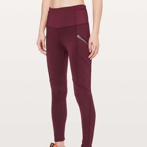 lululemon toasty tech tight burgundy 28” inseam